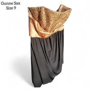 Gunne Sax Black and Gold Dress Formal Size 9